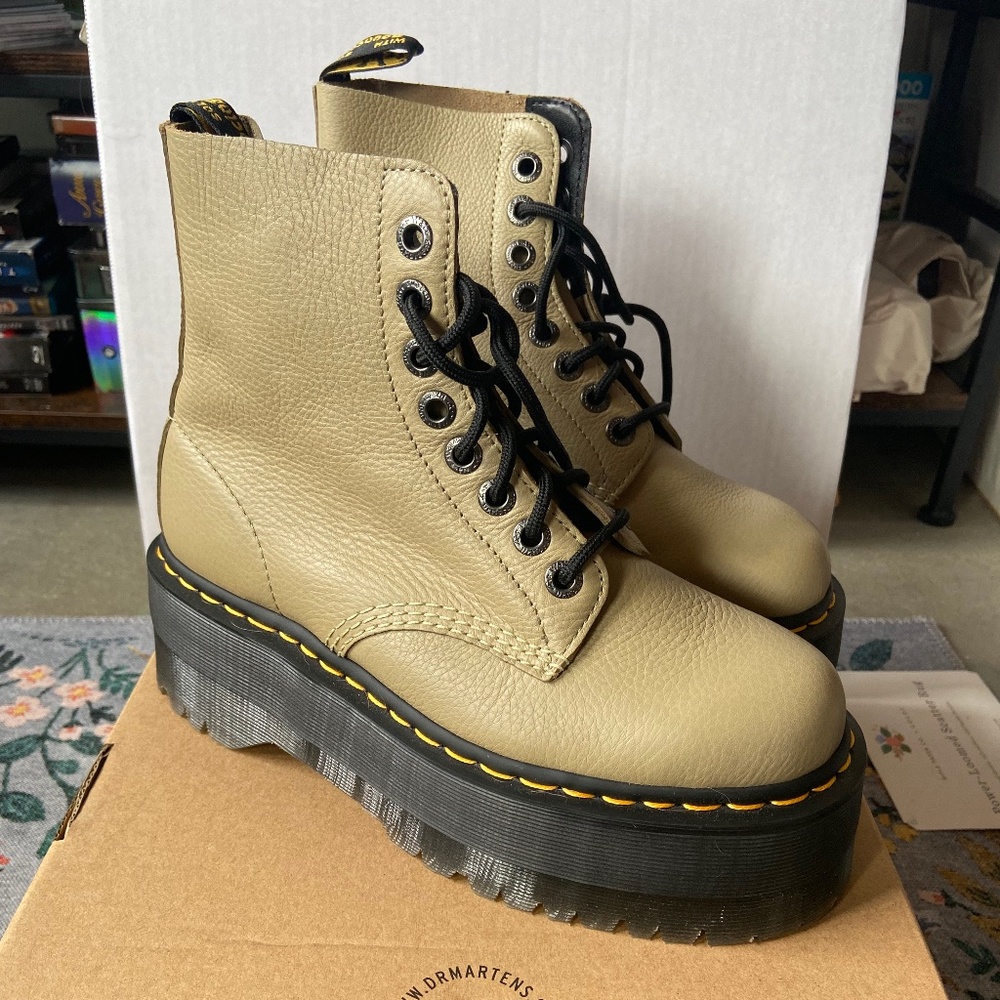 Dr. Martens Beige Platform Boots
